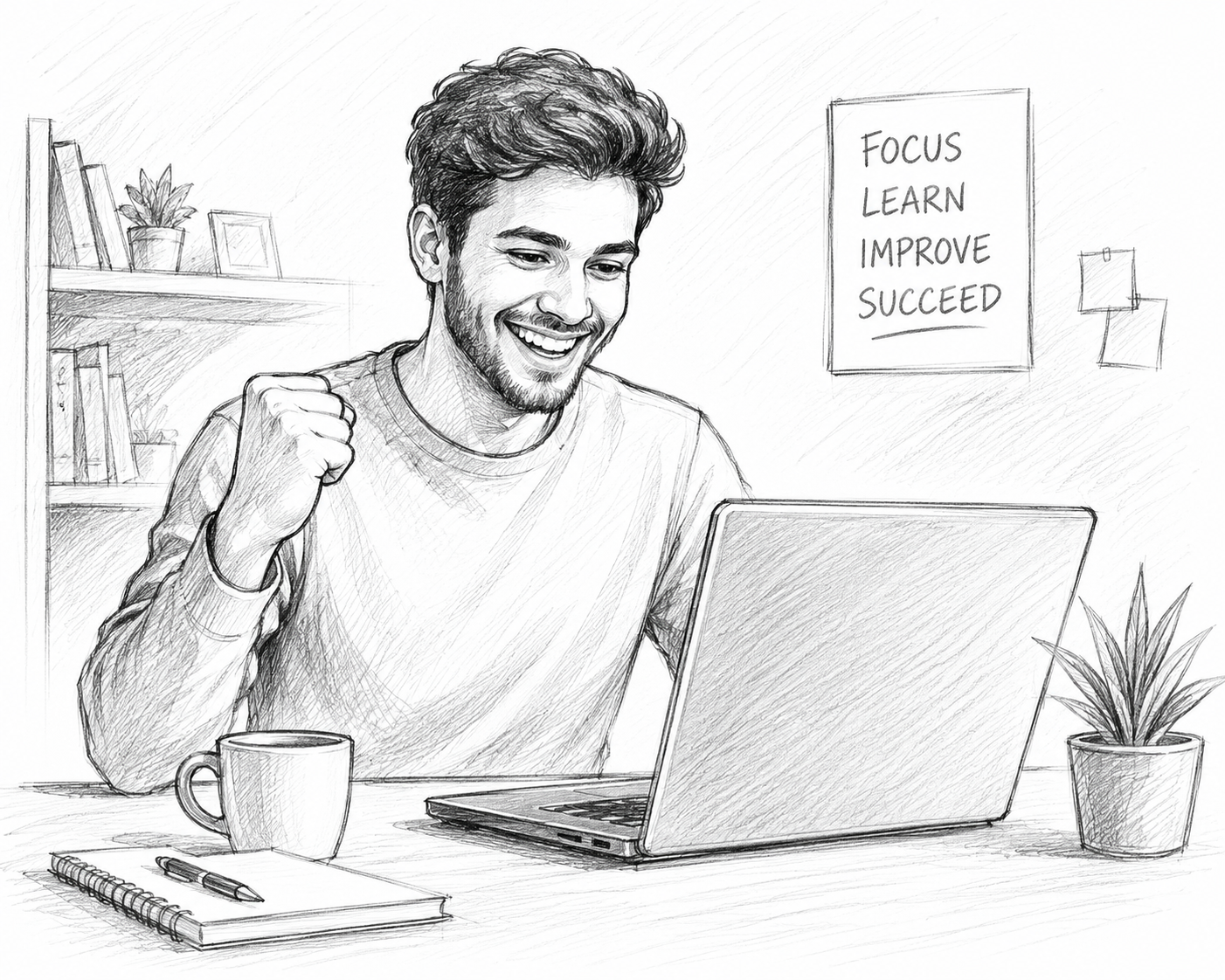 Illustration of a person learning on a laptop